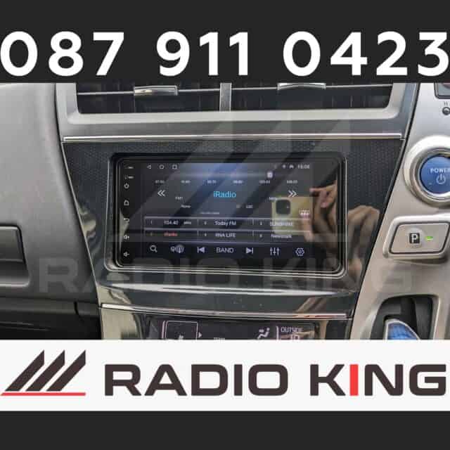 IRadio Android car radio display showing digital media and navigation system features.