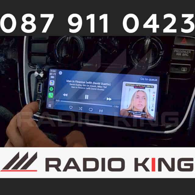 087 911 0423 Radio car stereo with Android CarPlay system and touchscreen display.
