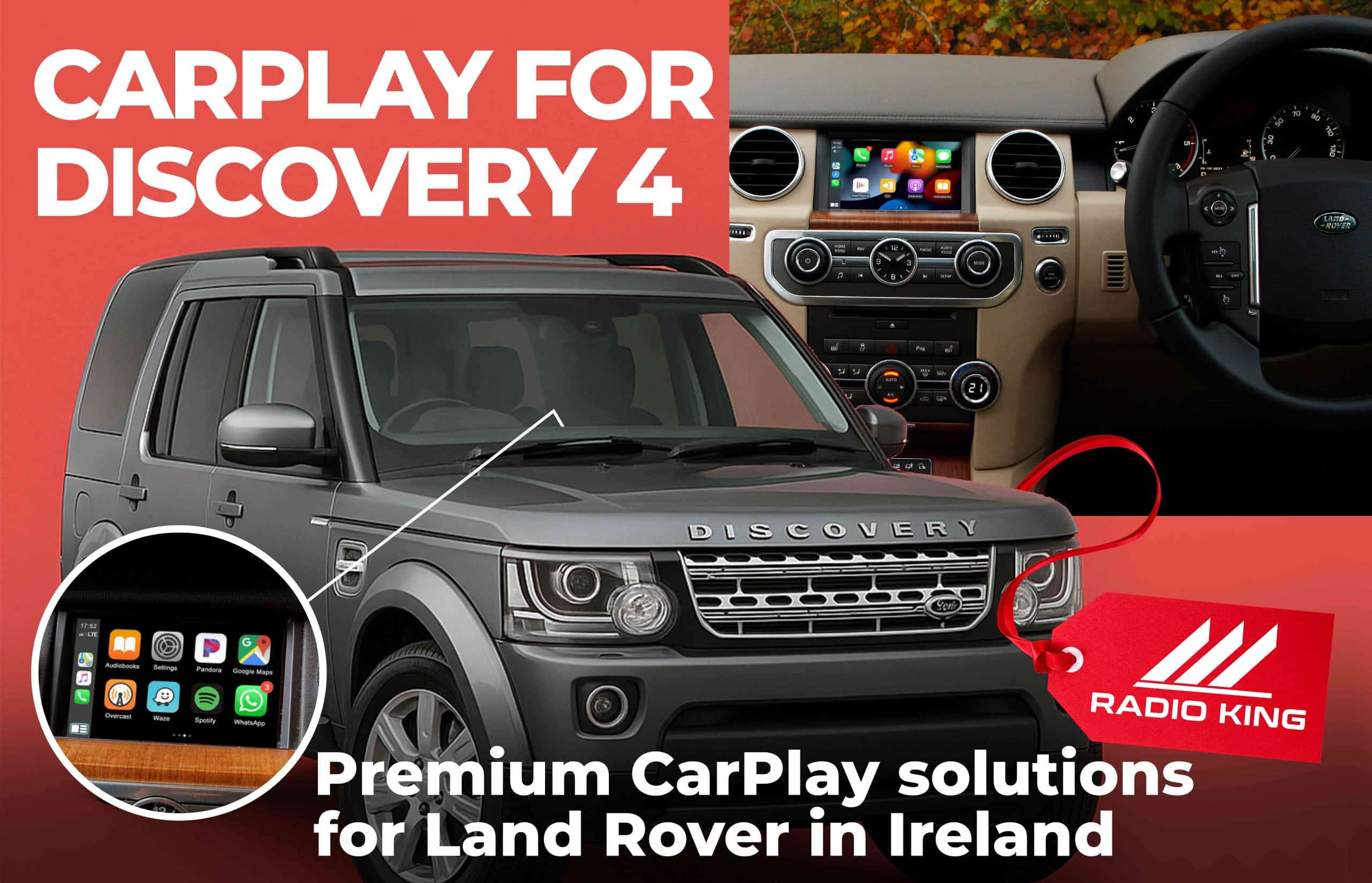 Android Car Radio system installed in a Land Rover Discovery 4 for enhanced in-car connectivity.