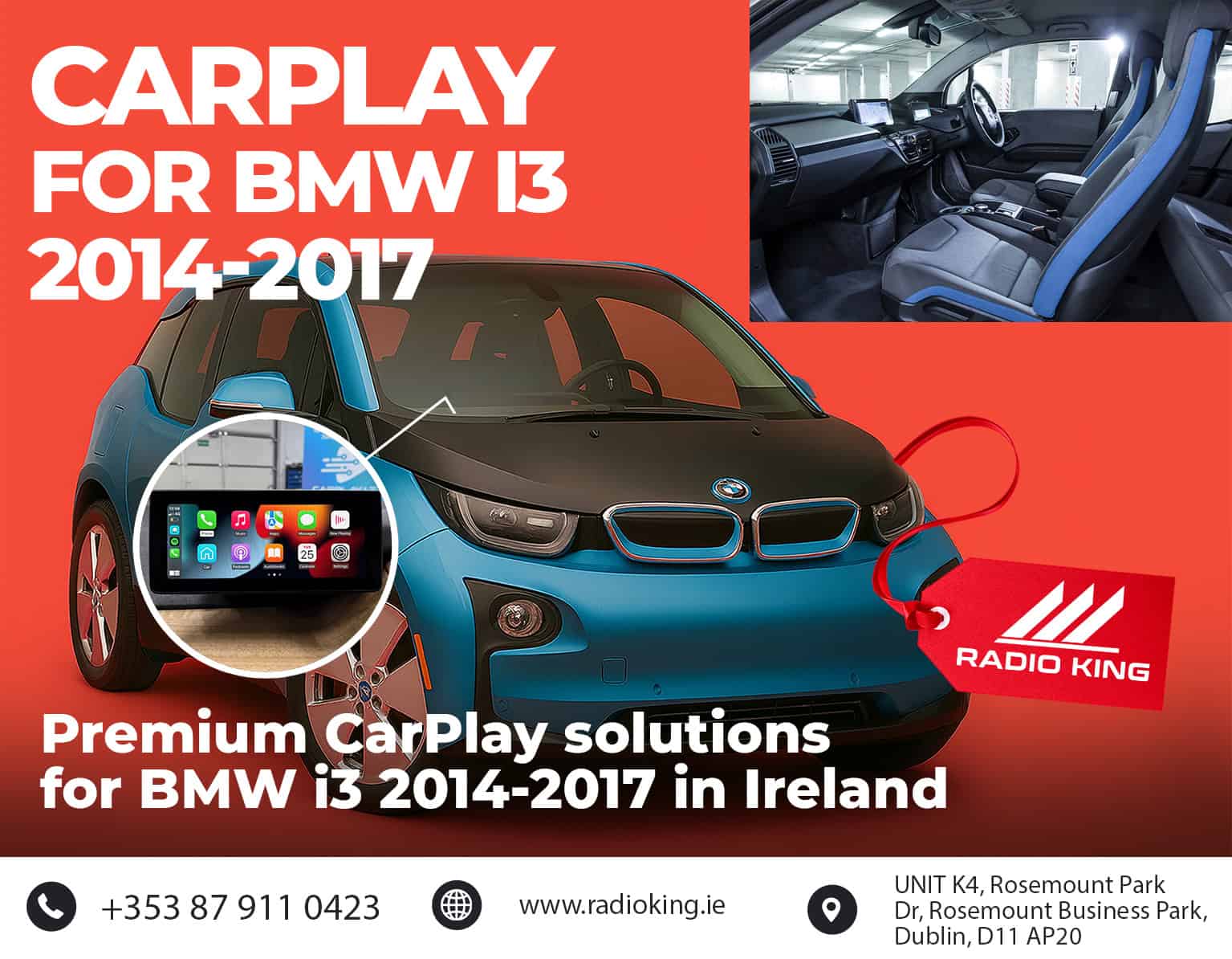 Android car radio for BMW i3 2014-2017 with Apple CarPlay system.