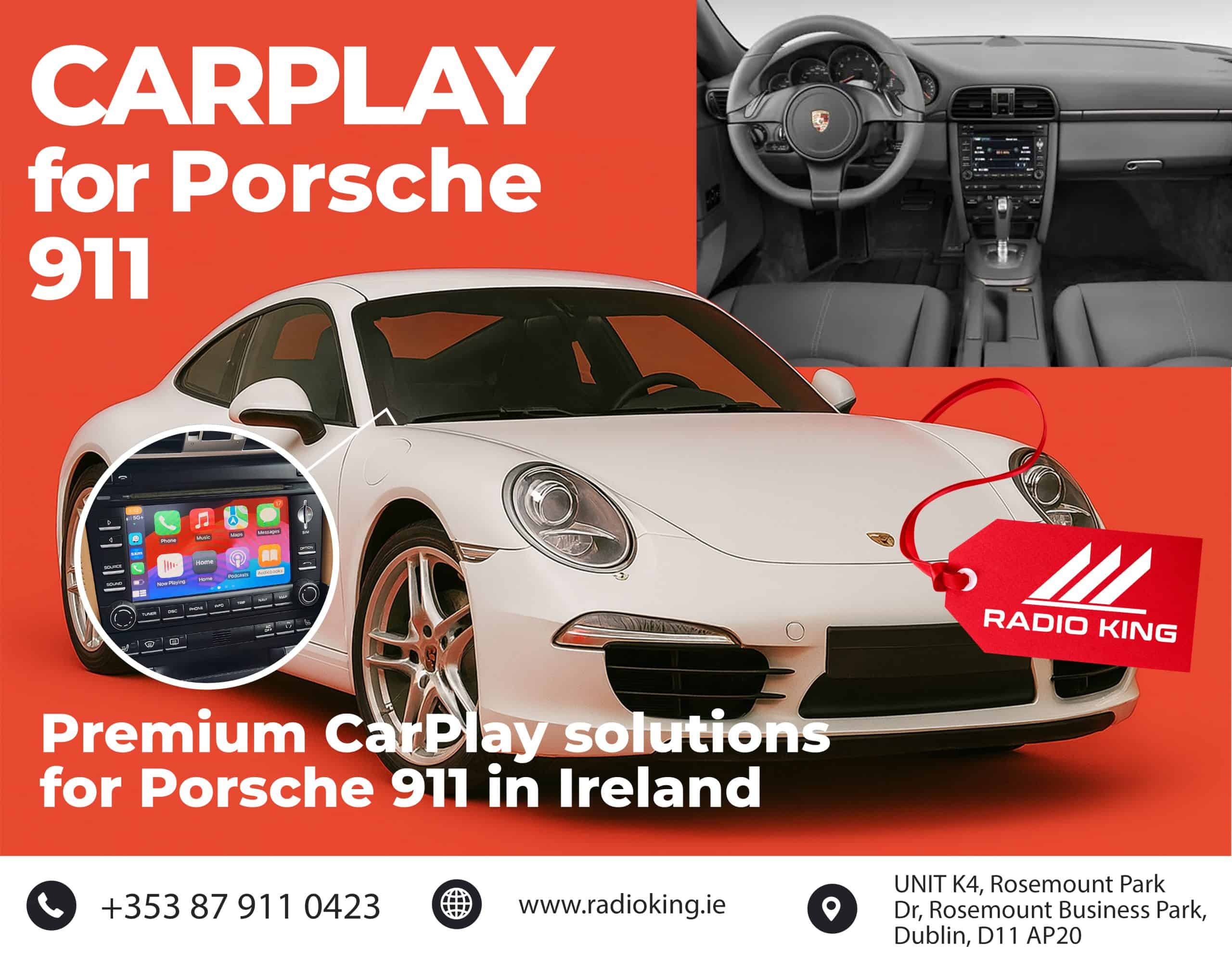 Android car stereo with CarPlay for Porsche 911, multimedia system upgrade.