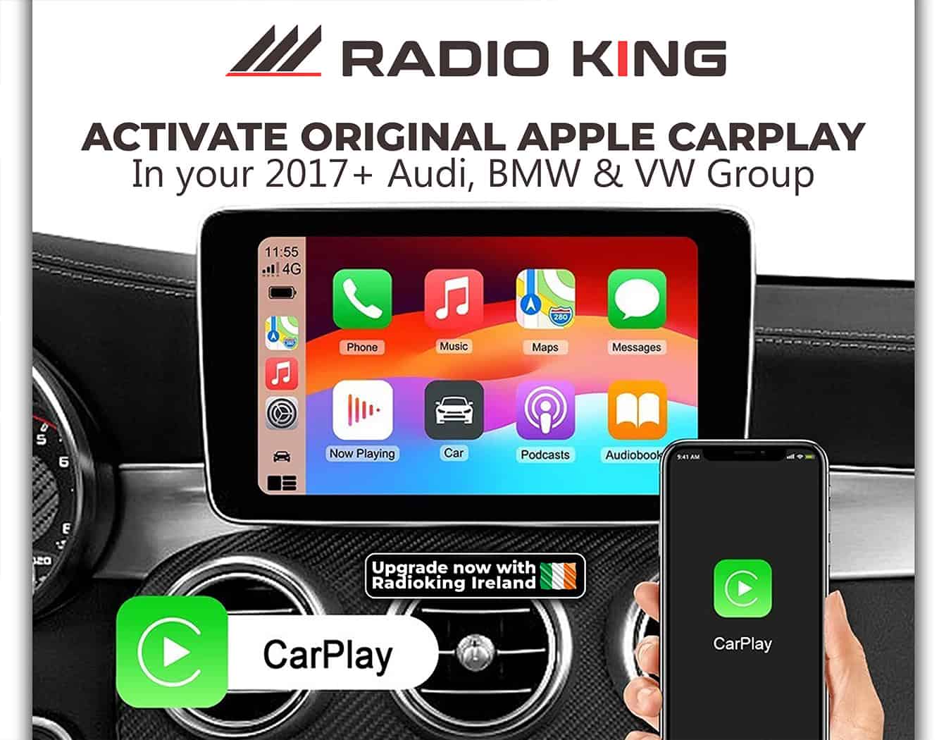 Seamless Apple CarPlay integration for Audi, BMW, VW vehicles, Android car radios system.